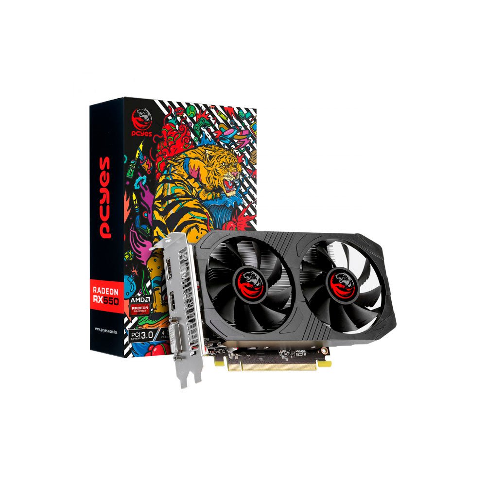 Placa De Video 4gb RX550 Gddr5 AMD Radeon PCYes 128bits Dual Fan Hdmi DisplayPort Dvi - PJRX550DR5128B - Truedata