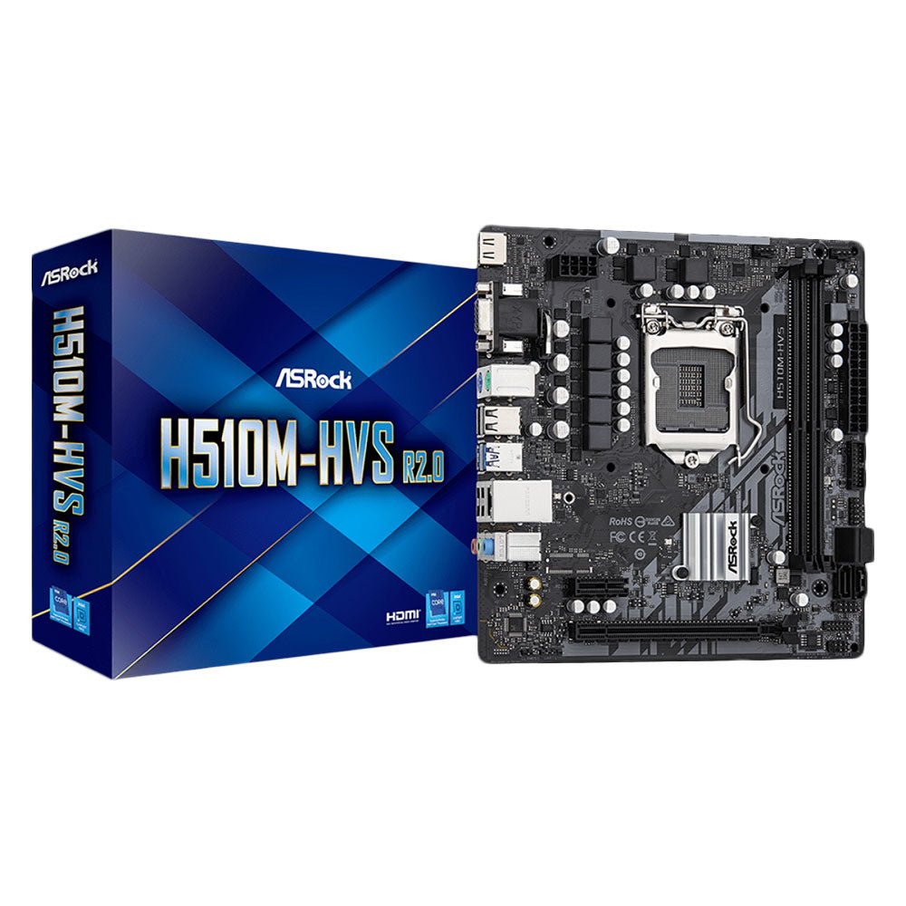 Placa Mae AsRock H510M - HVS V2.0 Atx Lga 1200 Ddr4 3200Mhz Hdmi USB D - Sub (10a e 11a Geração) - Truedata