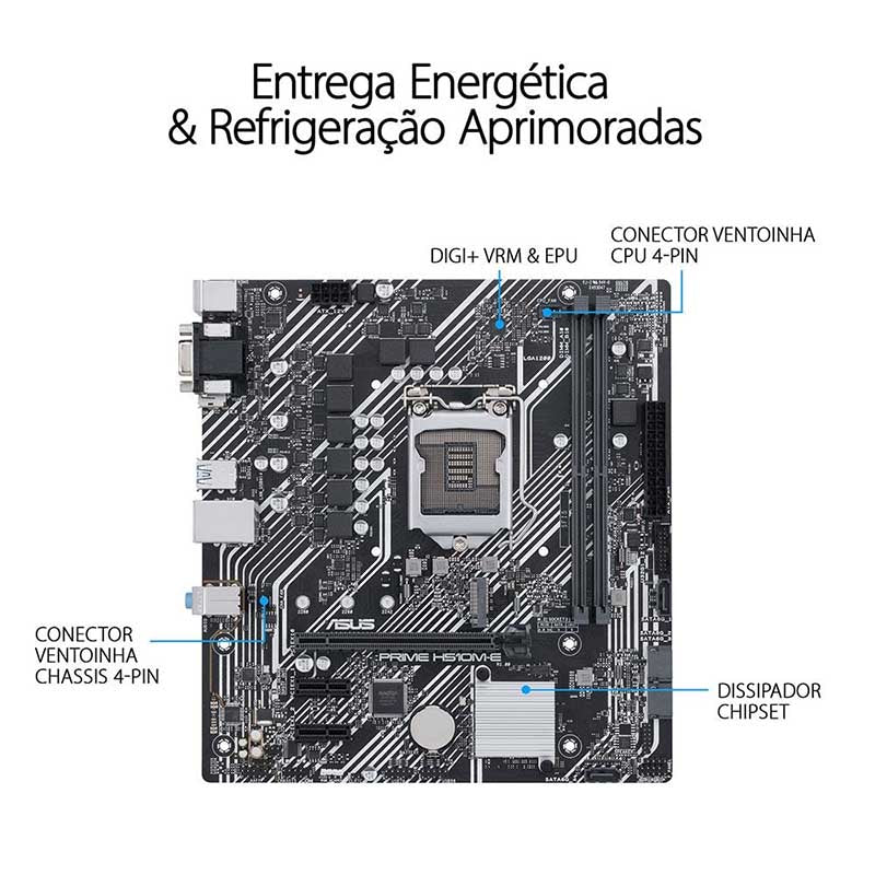 Placa Mae Asus Prime H510M - E Lga 1200 Ddr4 3200Mhz Hdmi Displayport M.2 (10a e 11a Geração) - Truedata