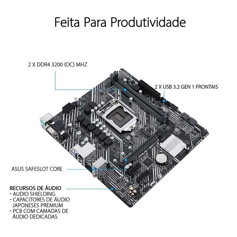 Placa Mae Asus Prime H510M - E Lga 1200 Ddr4 3200Mhz Hdmi Displayport M.2 (10a e 11a Geração) - Truedata