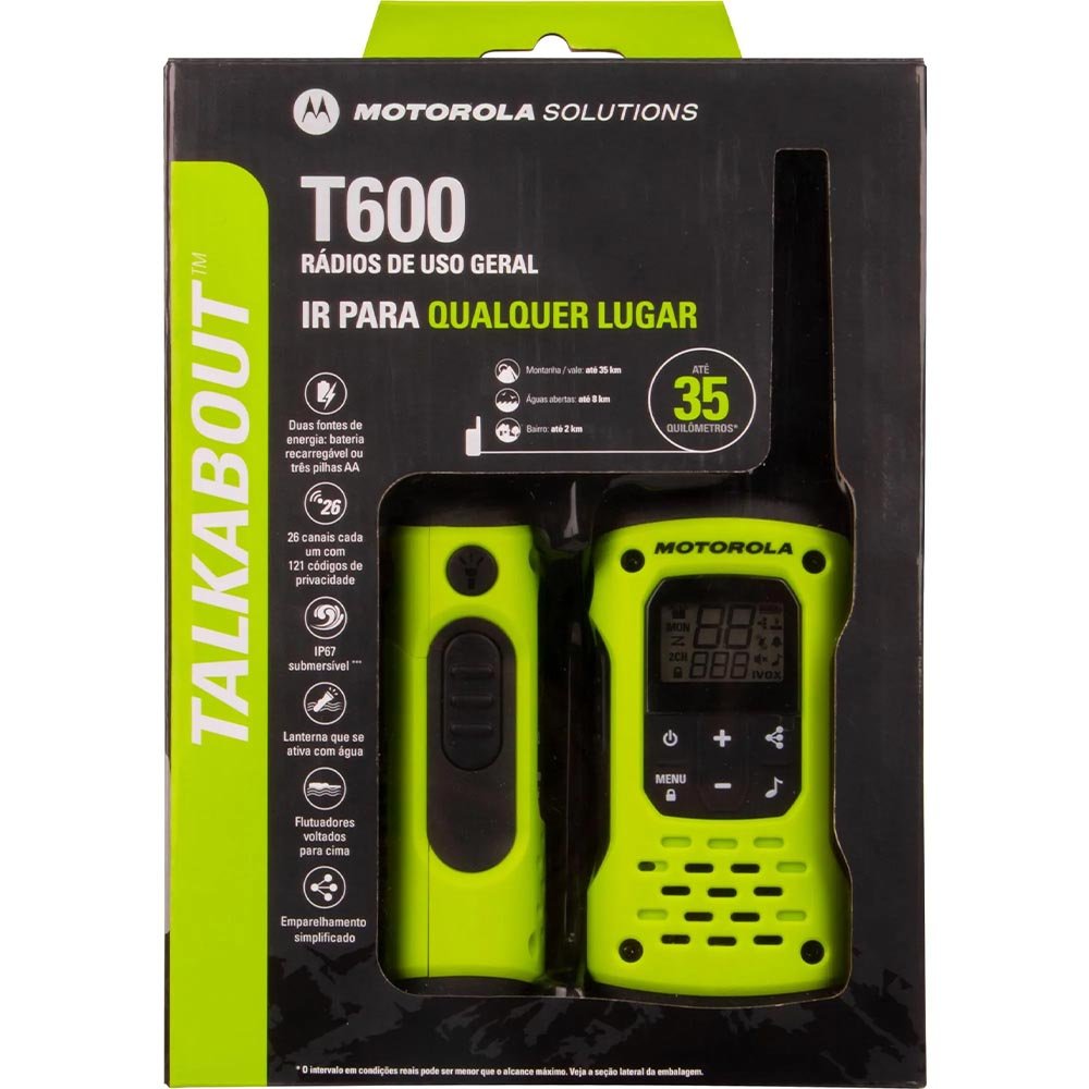 Radio De Comunicacao Walkie Talkie Motorola Talkabout T600br 35 Km Verde - Truedata