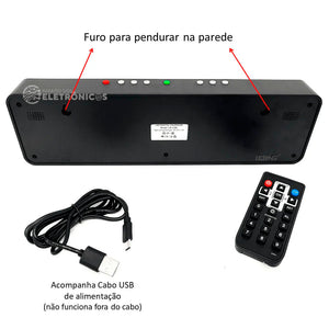 Relogio De Parede Led Digital Color Lelong C/ Controle Remoto - LE - 2165 - Truedata