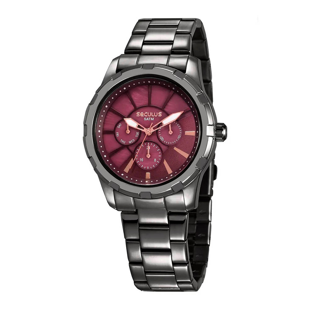 Relógio de Pulso Seculus Feminino em Aço Preto - 35003LPSVSS2 - Truedata
