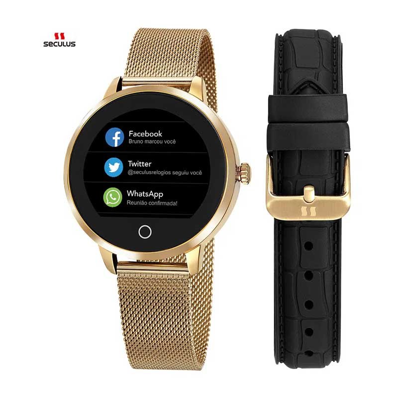 Relógio de Pulso SmartWatch Seculus Feminino em Malha de Aço - 79003LPSVDA2 - Truedata