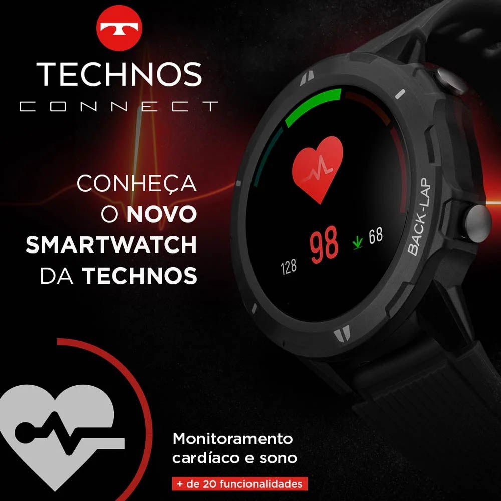 Relógio de Pulso SmartWatch Technos Masculino Connect Sports Preto - TSPORTSAA/8P - Truedata