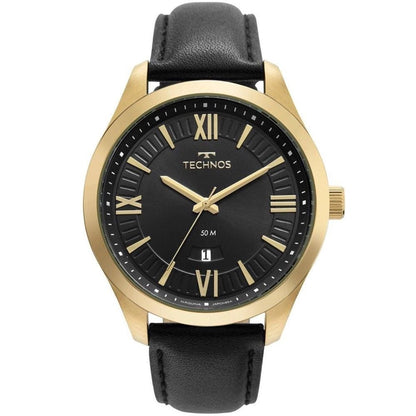 Relógio de Pulso Technos Steel Masculino em Couro Preto - 2115MXV/0P - Truedata