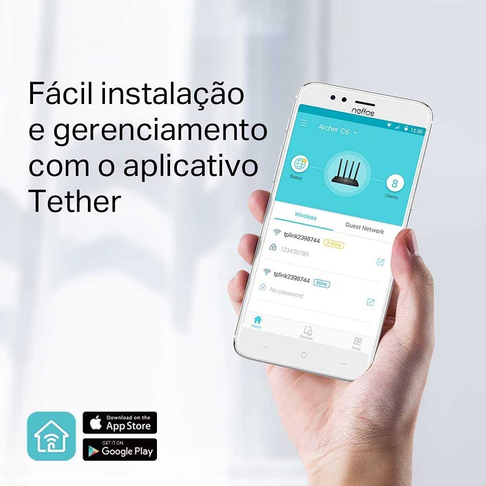Roteador Wireless TP - Link AC1300 Dual Band Gigabit Mesh - Archer C6 - Truedata