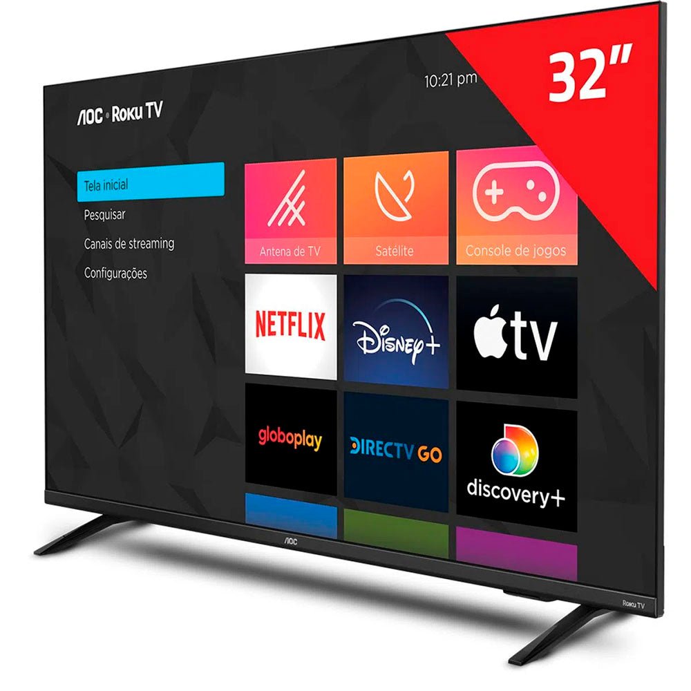 Smart TV Led AOC Roku TV 32" HD Wi - fi USB HDMI - 32S5135/78 - Truedata