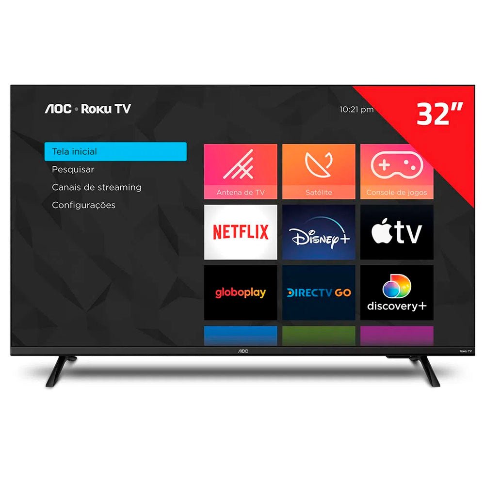 Smart TV Led AOC Roku TV 32" HD Wi - fi USB HDMI - 32S5135/78 - Truedata