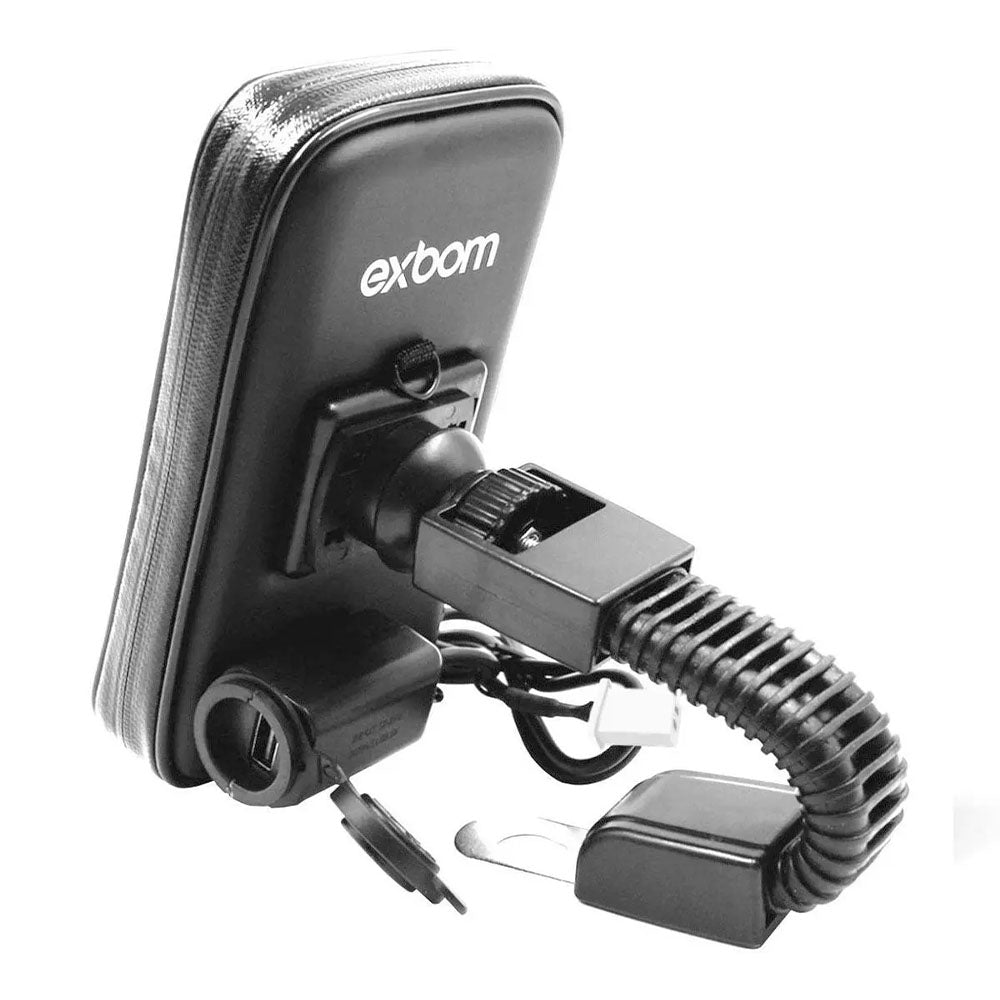 Suporte Capa para Smartphone p/ Moto a Prova D'Agua C/ Saída USB Exbom - SP - CA25L - Truedata
