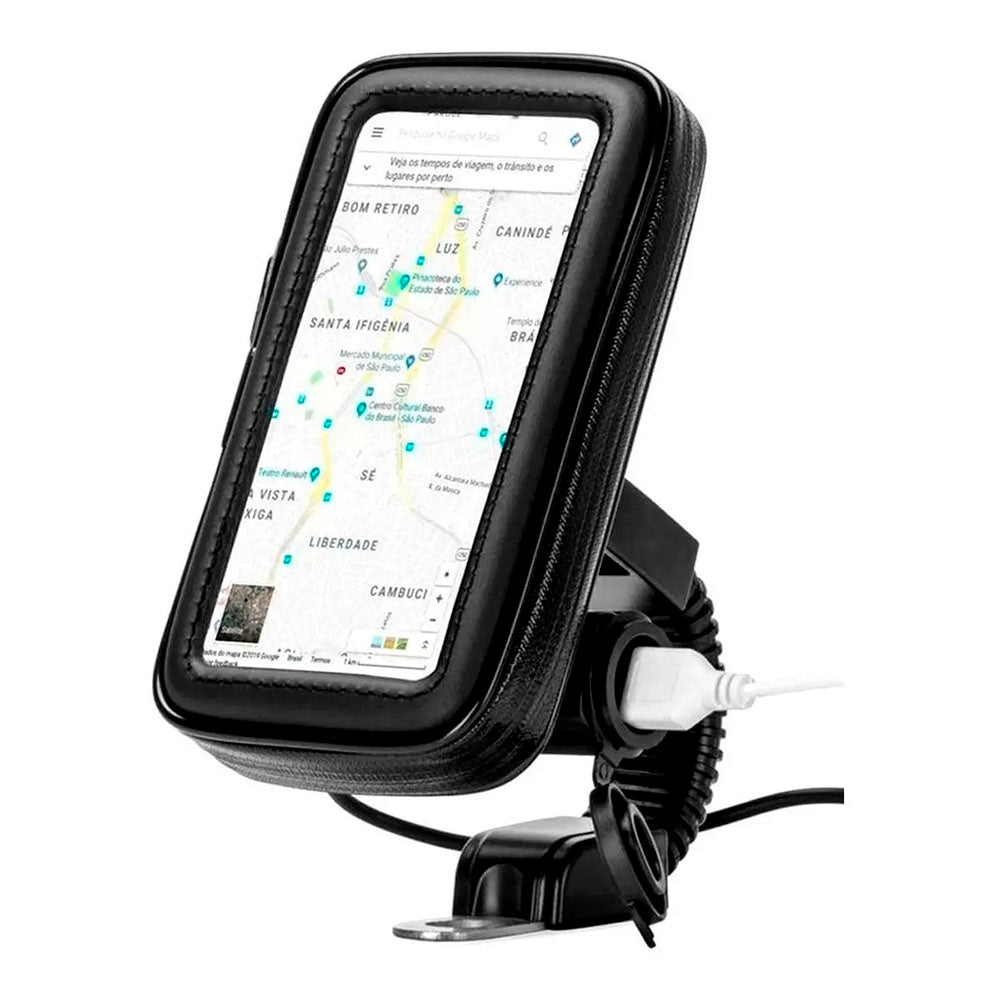 Suporte Capa para Smartphone p/ Moto a Prova D'Agua C/ Saída USB Exbom - SP - CA25L - Truedata