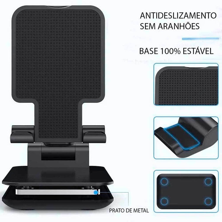 Suporte De Mesa Retrátil Para Smartphone e Tablet com Altura Regulável - EX - 1011 - Truedata