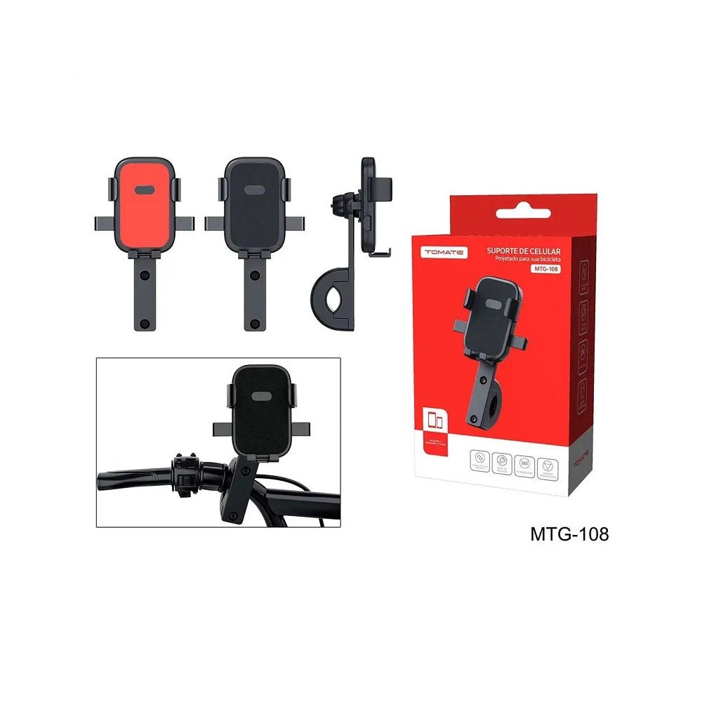 Suporte para Smartphone 4.7 a 7.2 Pols p/ Bicicleta e Moto Tomate C/ Rotação - MTG - 108 - Truedata