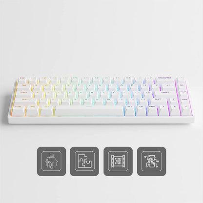 Teclado Gamer Mecanico Akko Asa 3068V2 Switch Jelly Pink RGB Branco - Truedata