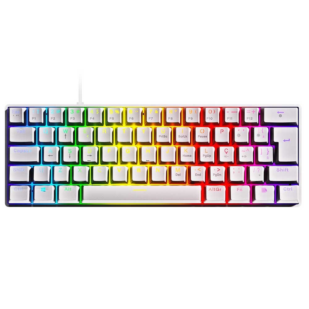 Teclado Gamer Mecanico PCYes Zot Outemu Blue Hotswap Abnt2 RGB Branco - PZWOHBLRGB - Truedata