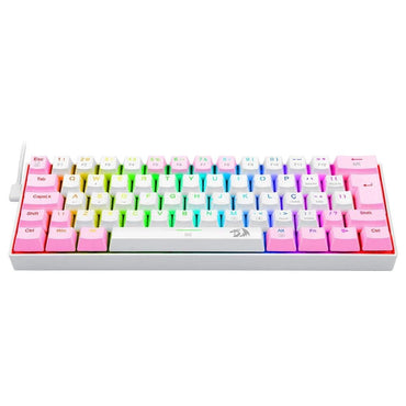 Teclado Gamer Mecânico Redragon Dragonborn RGB Switch Azul Branco e Rosa - K630PW - RGB (PT - BLUE) - Truedata