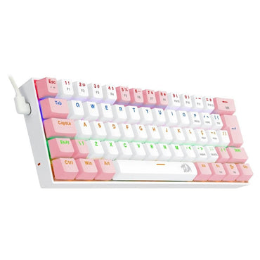 Teclado Gamer Mecânico Redragon Lakshmi RGB Branco e Rosa - K606PW - R (PT - BROWN) - Truedata