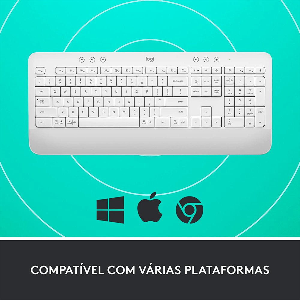 Teclado Sem Fio Logitech Signature K650 Branco C/ Apoio para as Maos - 920 - 010965 - Truedata