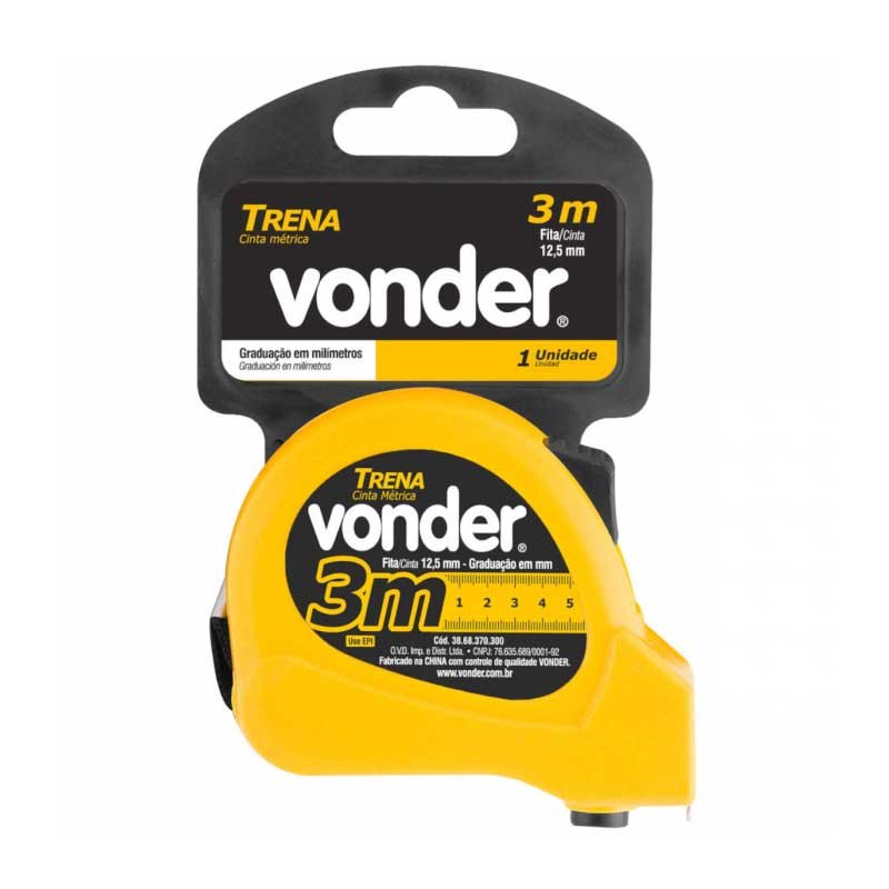 Trena Curta de Aço 3m X 12,5 mm Vonder - 36524 - Truedata