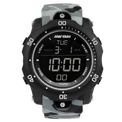 Relógio de Pulso Digital Mormaii Urban Militar Masculino em Silicone Preto/Cinza - MO10900B/8F