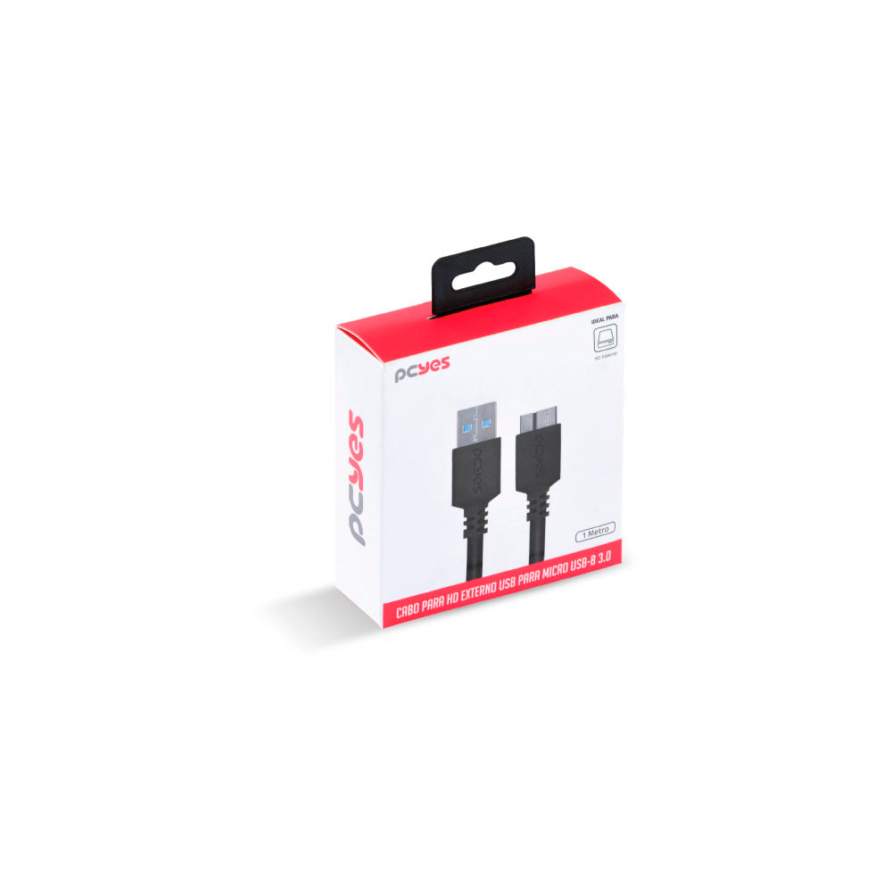 Cabo Usb Tipo A 3.0 Macho X Micro Usb B Macho 3.0 1m P/ Hd Externo PCYes - PUAMCM3-1