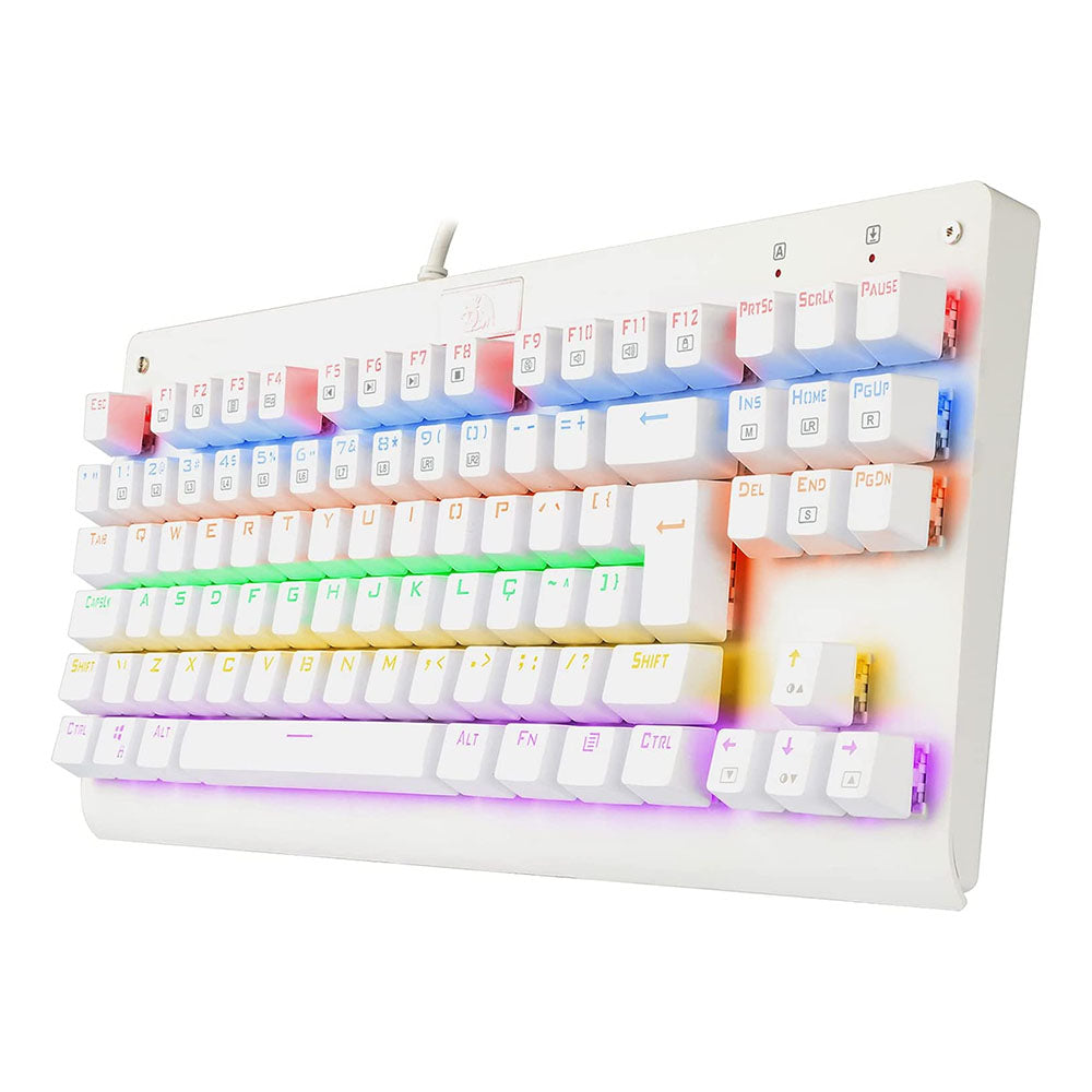 Teclado Gamer Mecânico Redragon Dark Avenger Lunar White RGB Branco - K568W-R - Switch Red