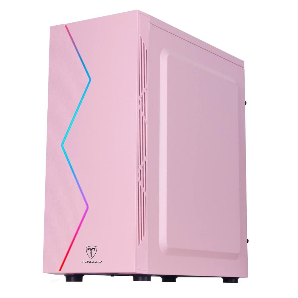 Gabinete Gamer T-Dagger Mid Tower P03P Com Lateral em Acrílico Rosa - TGC-P03P