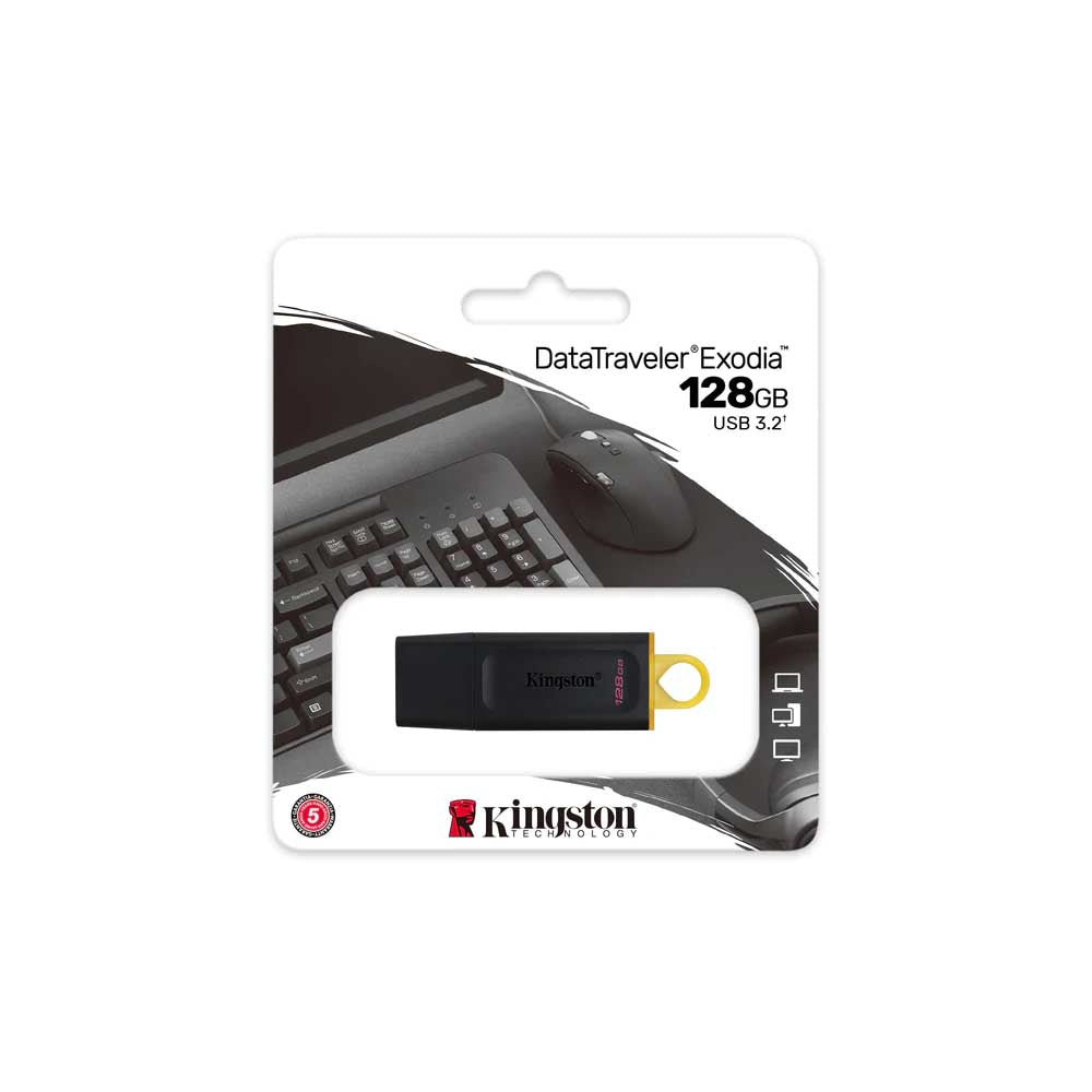 Pen Drive 128gb Kingston DataTravaler Exodia 3.2 Preto - DTX/128GB