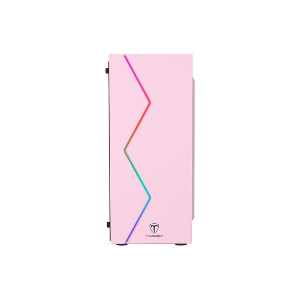 Gabinete Gamer T-Dagger Mid Tower P03P Com Lateral em Acrílico Rosa - TGC-P03P