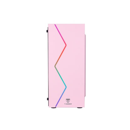 Gabinete Gamer T-Dagger Mid Tower P03P Com Lateral em Acrílico Rosa - TGC-P03P