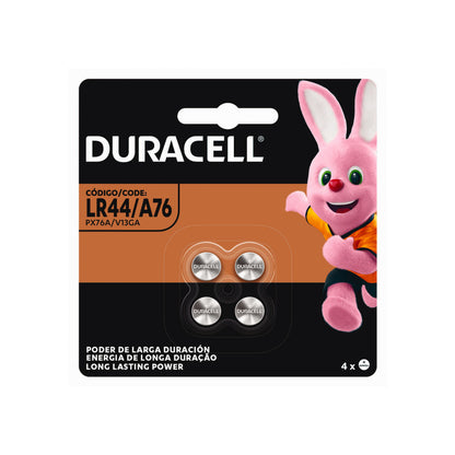 Bateria de Litio 1,5v LR44 / A76 Duracell Cartela C/ 4 Unidades - 35602
