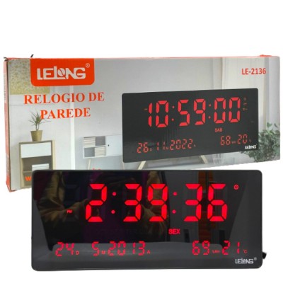 Relogio De Parede Led Digital Lelong - LE-2136