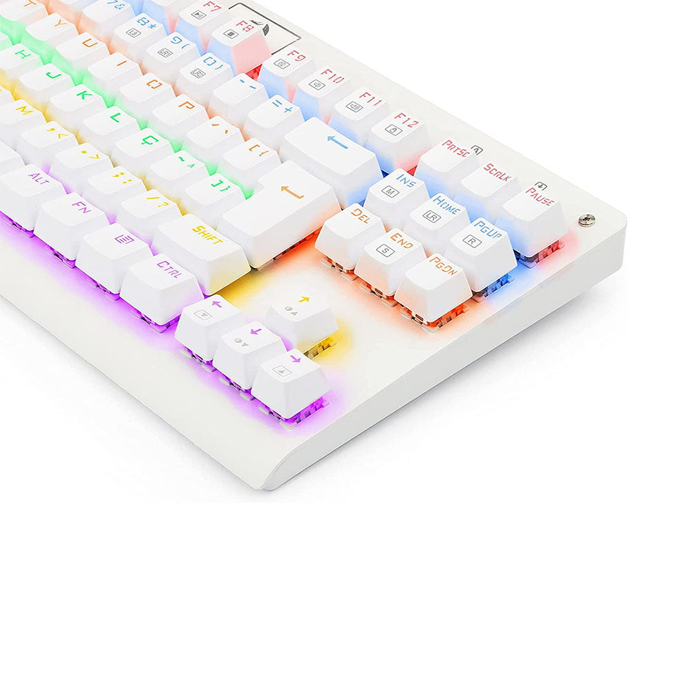 Teclado Gamer Mecânico Redragon Dark Avenger Lunar White RGB Branco - K568W-R - Switch Red