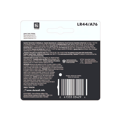 Bateria de Litio 1,5v LR44 / A76 Duracell Cartela C/ 4 Unidades - 35602