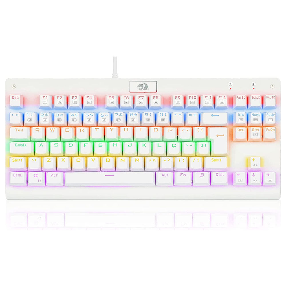 Teclado Gamer Mecânico Redragon Dark Avenger Lunar White RGB Branco - K568W-R - Switch Red