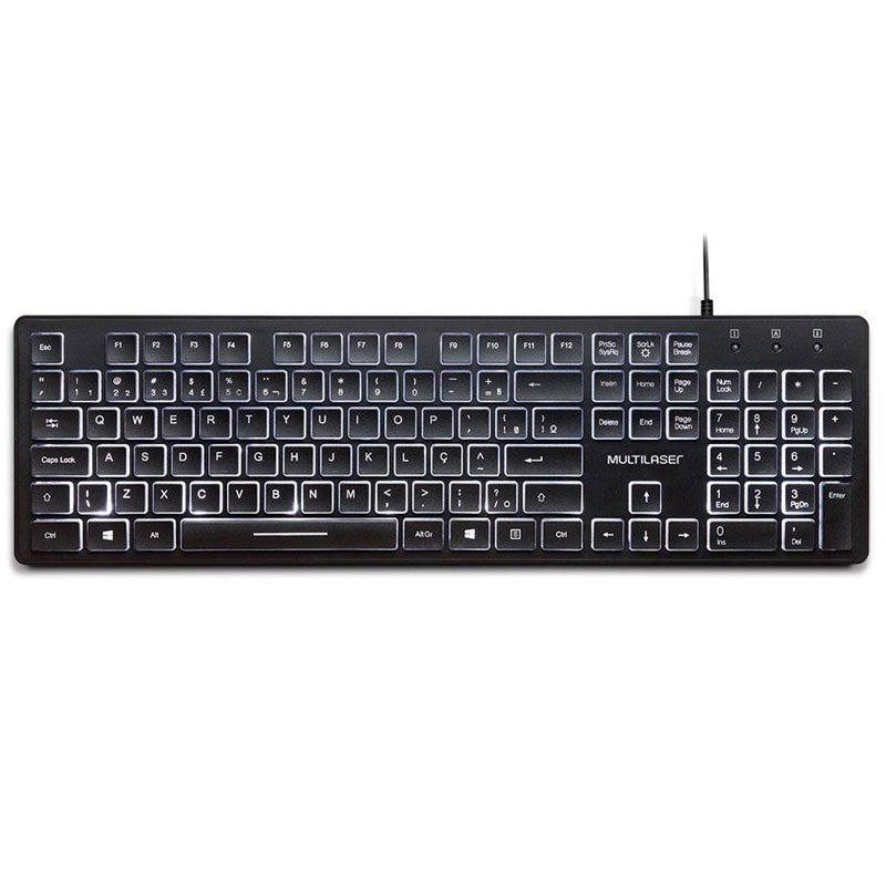 Teclado Com Fio Multimidia Multilaser Retroiluminado Led Branco - TC218