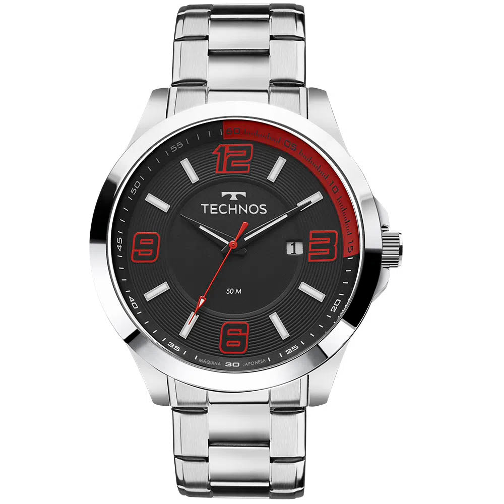 Relógio de Pulso Technos Masculino Racer em Aço Prata - 2115KLM/1R