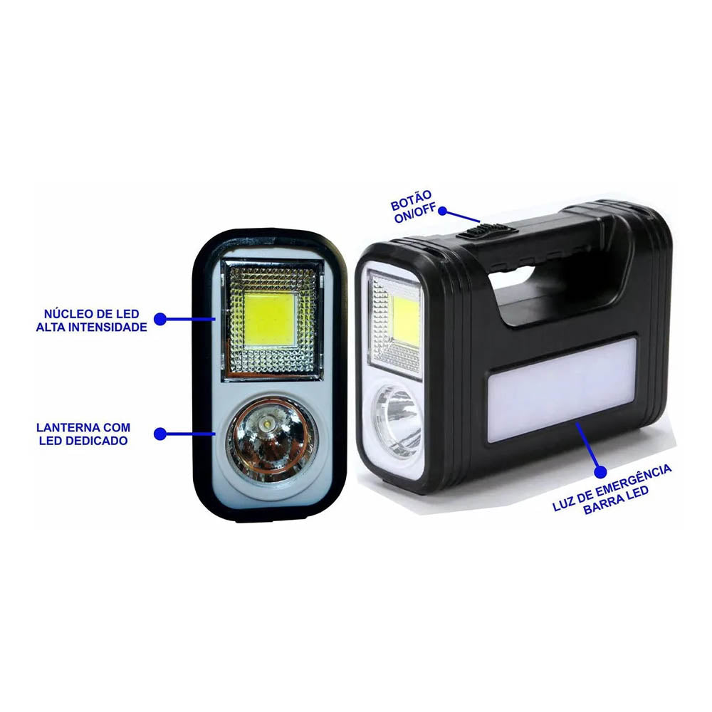 Kit de Energia Solar C/ Placa / Lanterna / Carregador USB e Lampadas Led - GDPLUS GD-8017 COB